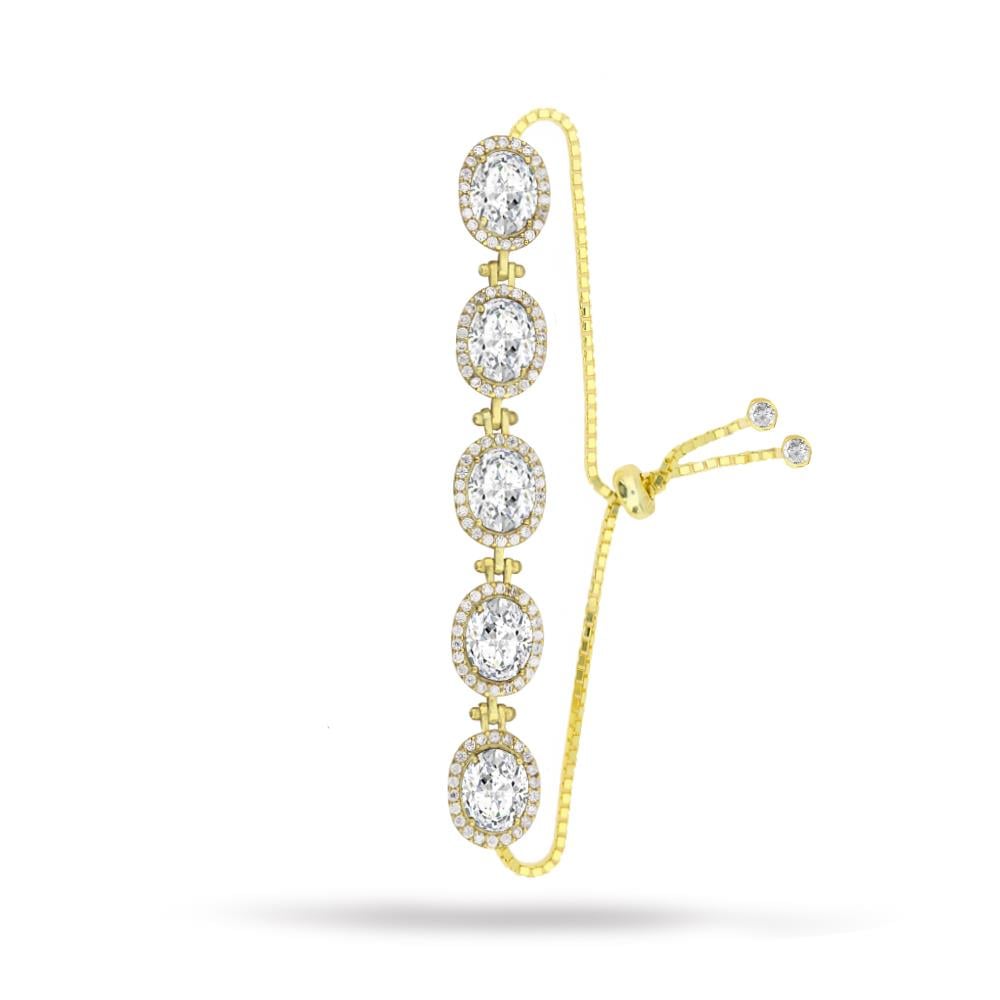 925 Ayar Gümüş Beyaz Oval Taşlı  Bileklik