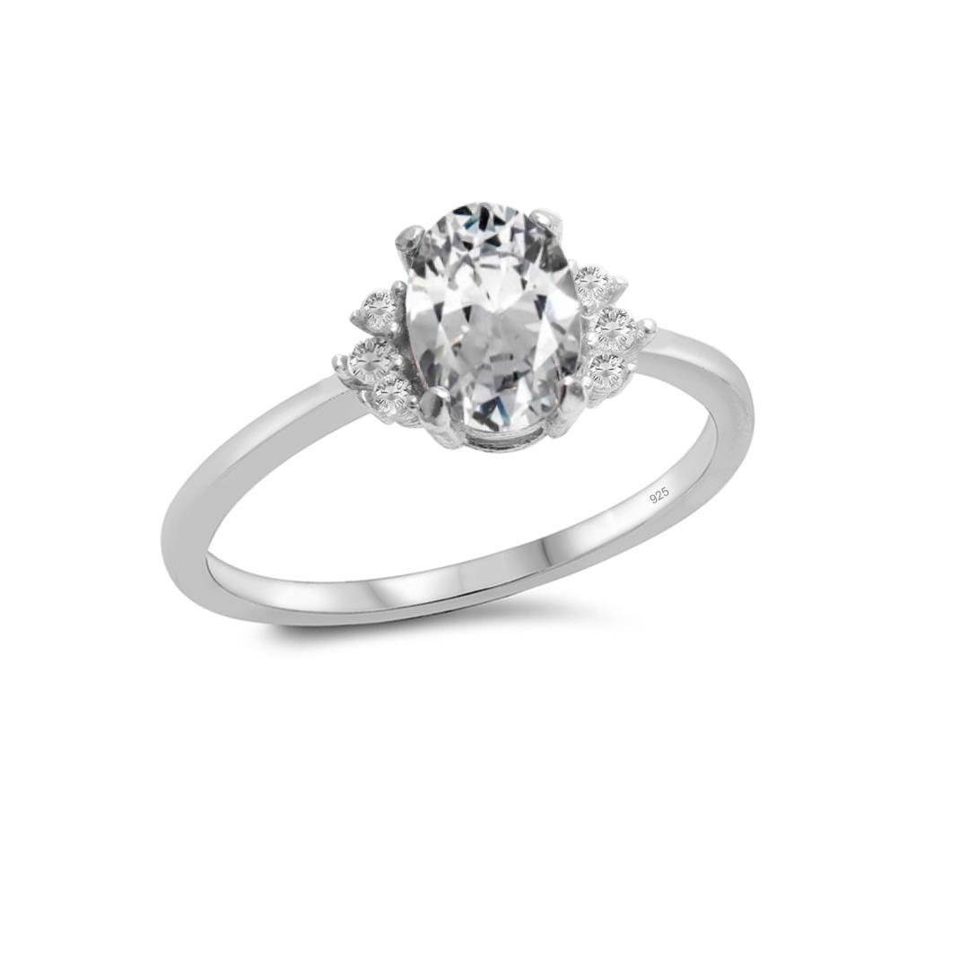 925 Ayar Gümüş Beyaz Oval Taşlı Trend Takı Seti