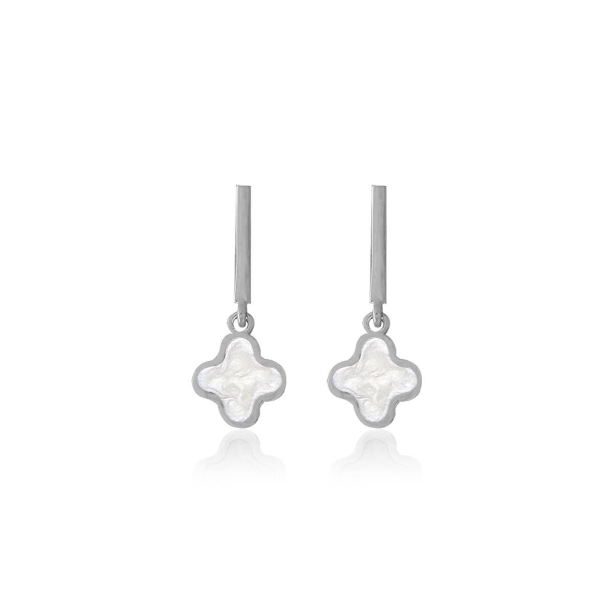 925 Ayar Gümüş Beyaz Sedefli Yonca Takı Seti