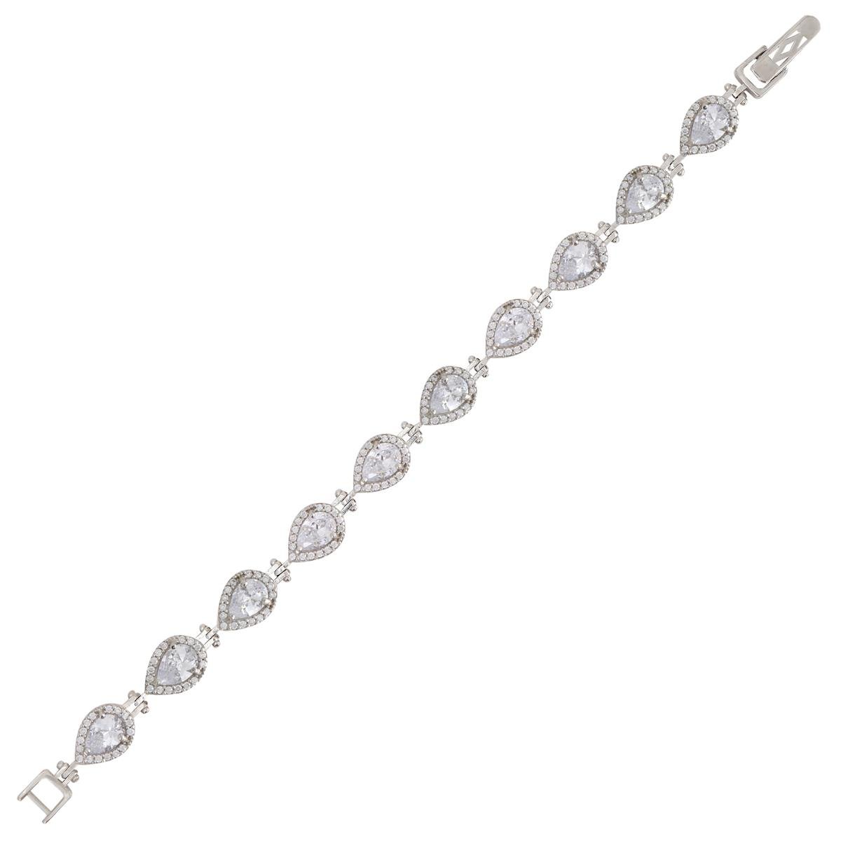 925 Ayar Gümüş Beyaz Taş Damla Su Yolu Bileklik