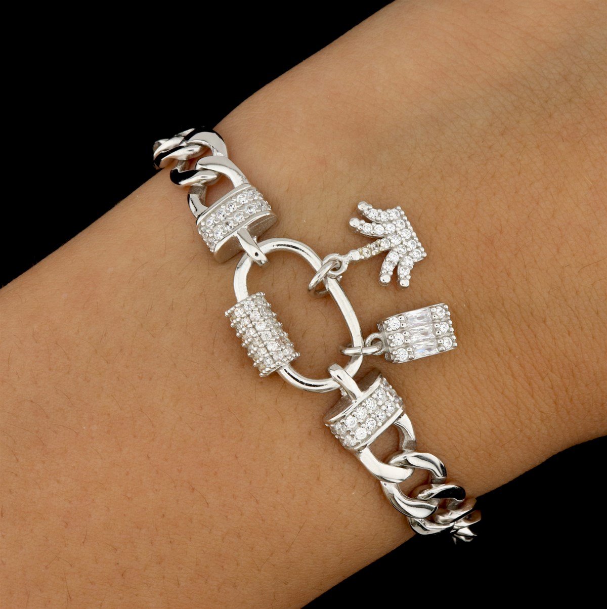 925 Ayar Gümüş Charm Gurmet Zincir Bileklik