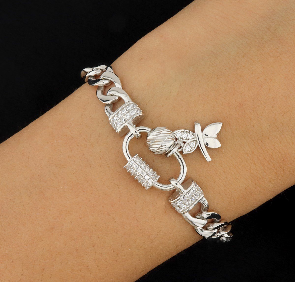 925 Ayar Gümüş Charm Gurmet Zincir Bileklik