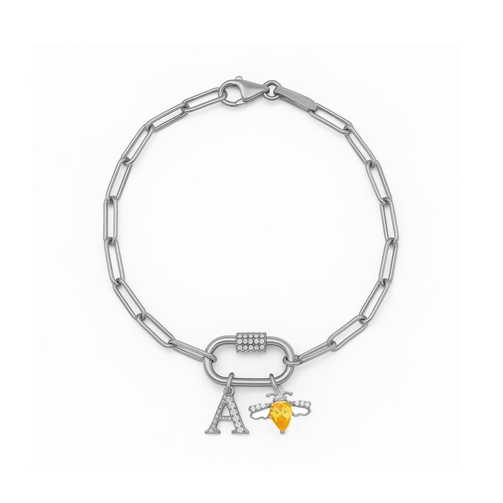 925 Ayar Gümüş Charm Kilitli Bileklik ( KİŞİSELLEŞTİRİLEBİLİR)