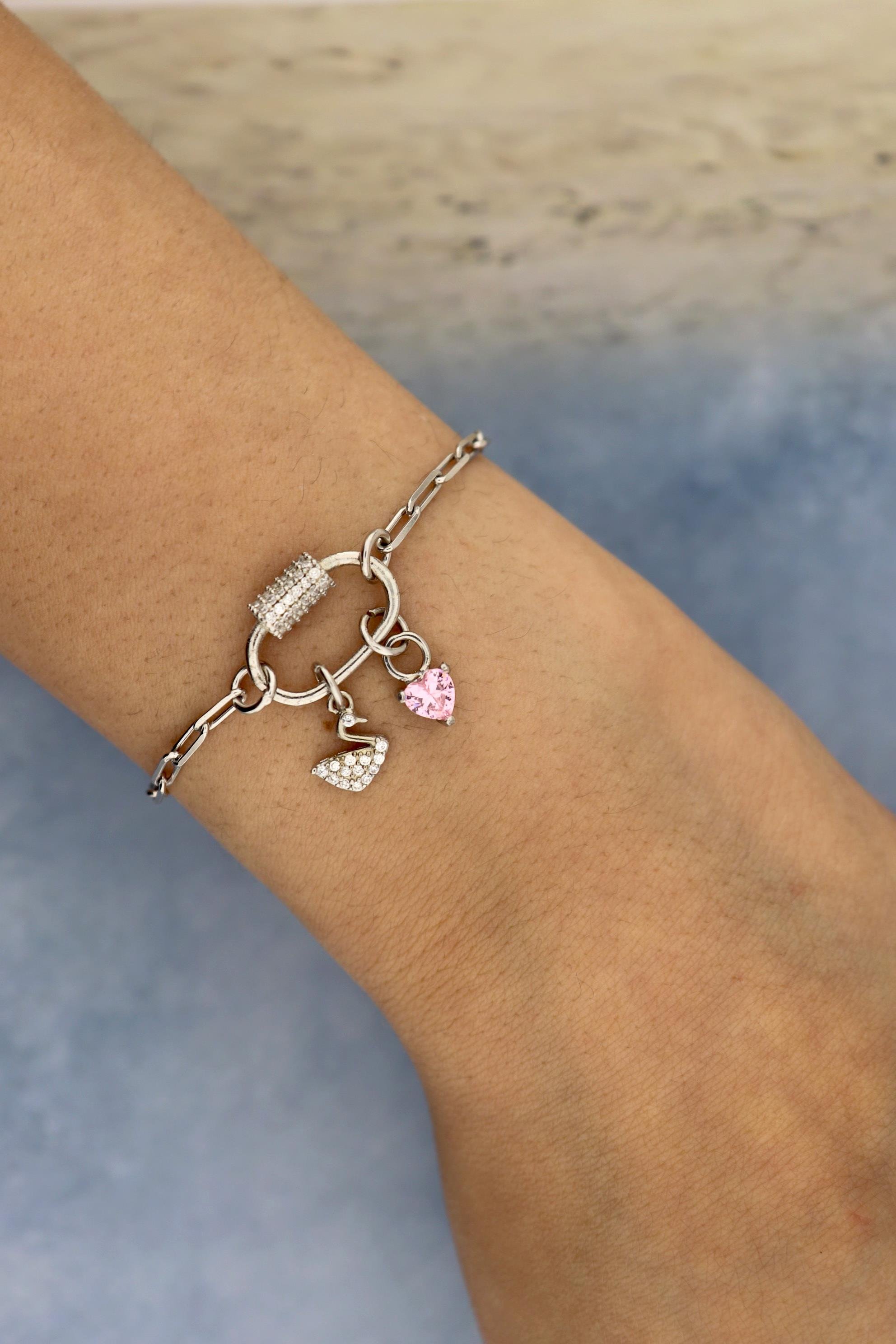 925 Ayar Gümüş Charm Kilitli Bileklik ( KİŞİSELLEŞTİRİLEBİLİR)