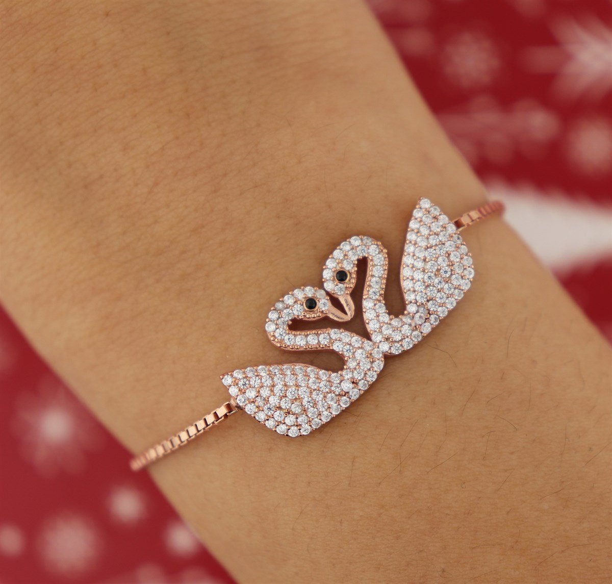 925 Ayar Gümüş Çift Kuğu Bileklik