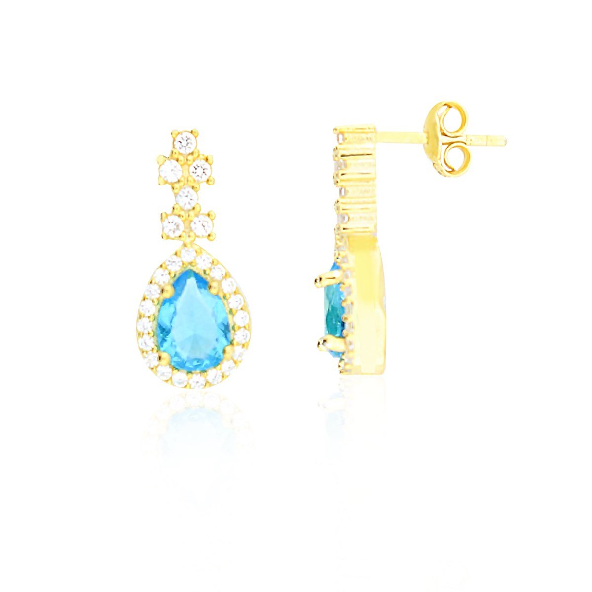 925 Ayar Gümüş Damla Desen Aqua  Zarif Gold Set