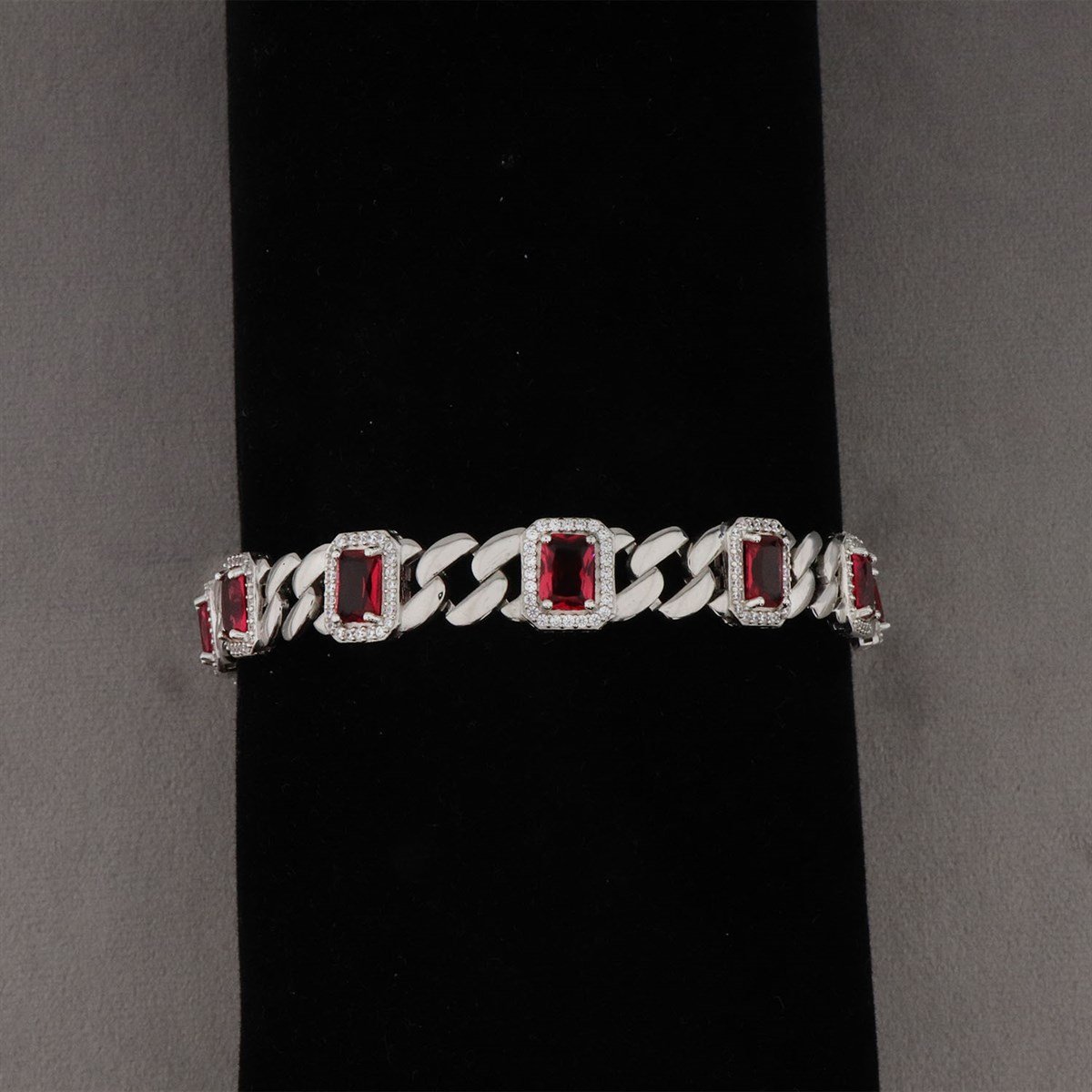 925 Ayar Gümüş Damla Desen Kırmız Biileklik