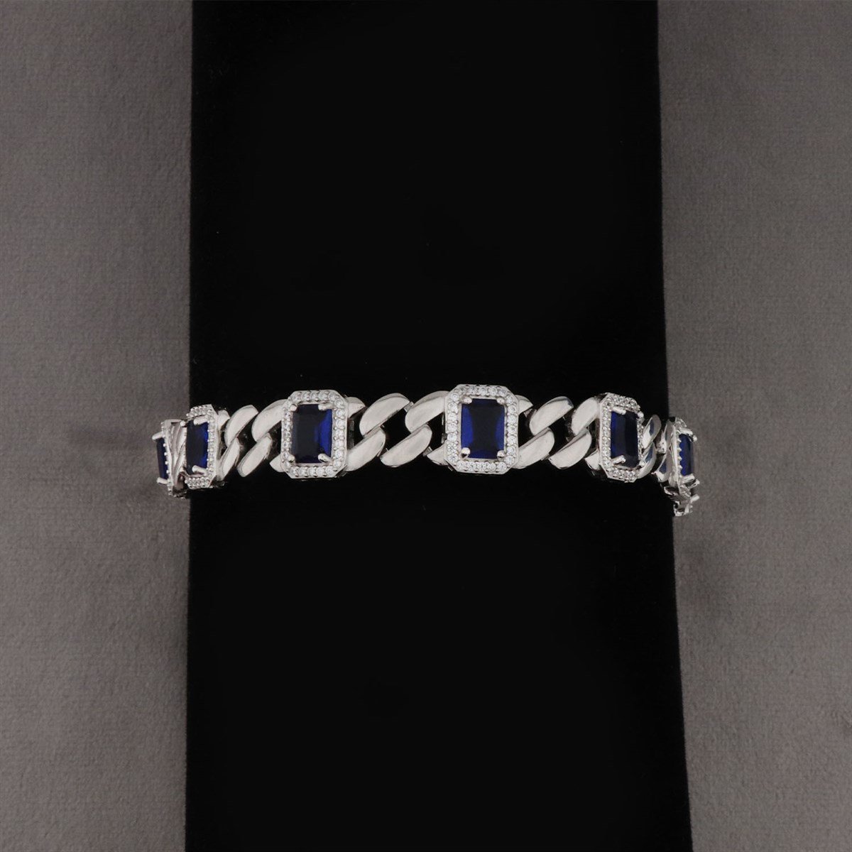 925 Ayar Gümüş Damla Desen Safir Bileklik