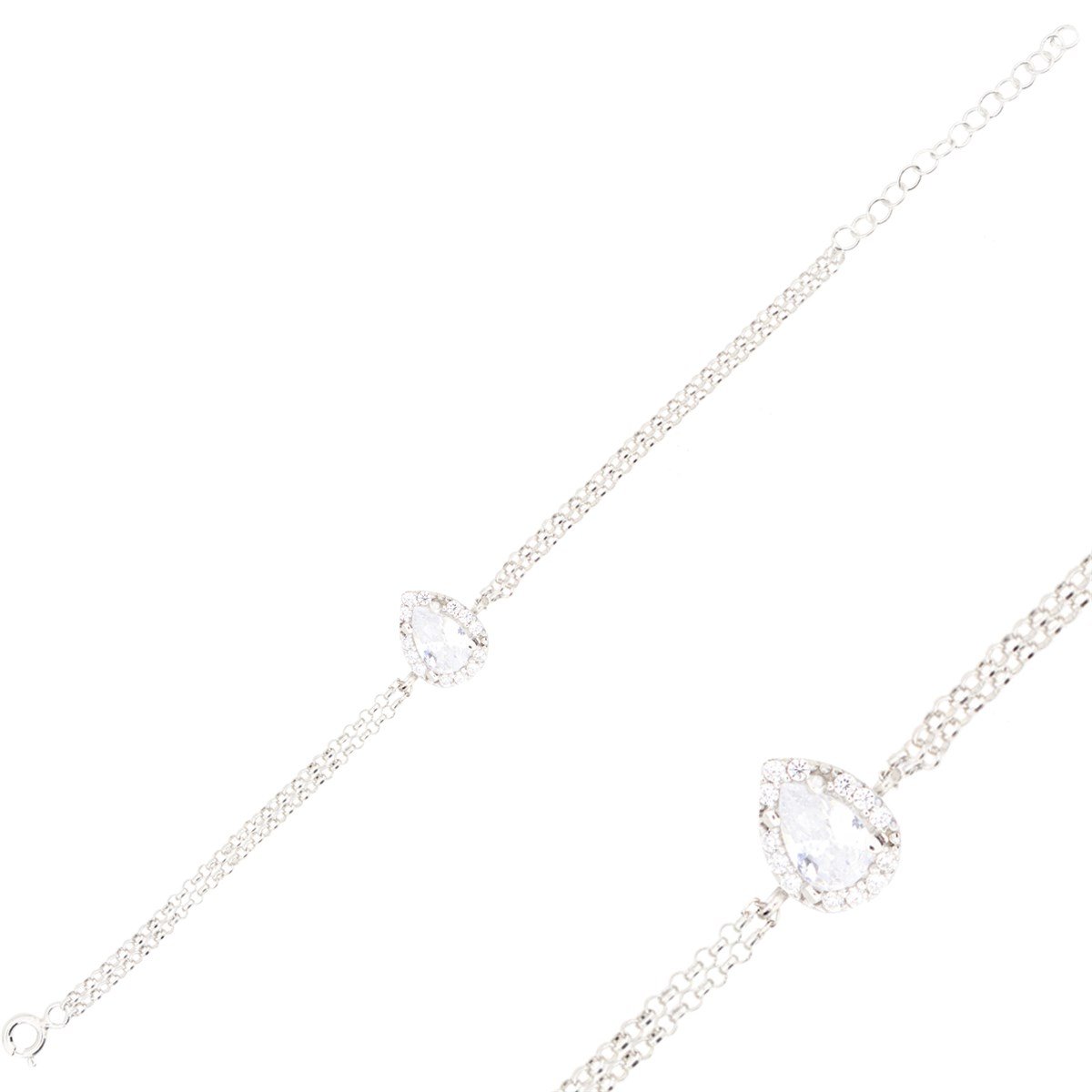 925 Ayar Gümüş Damla Taş Bileklik