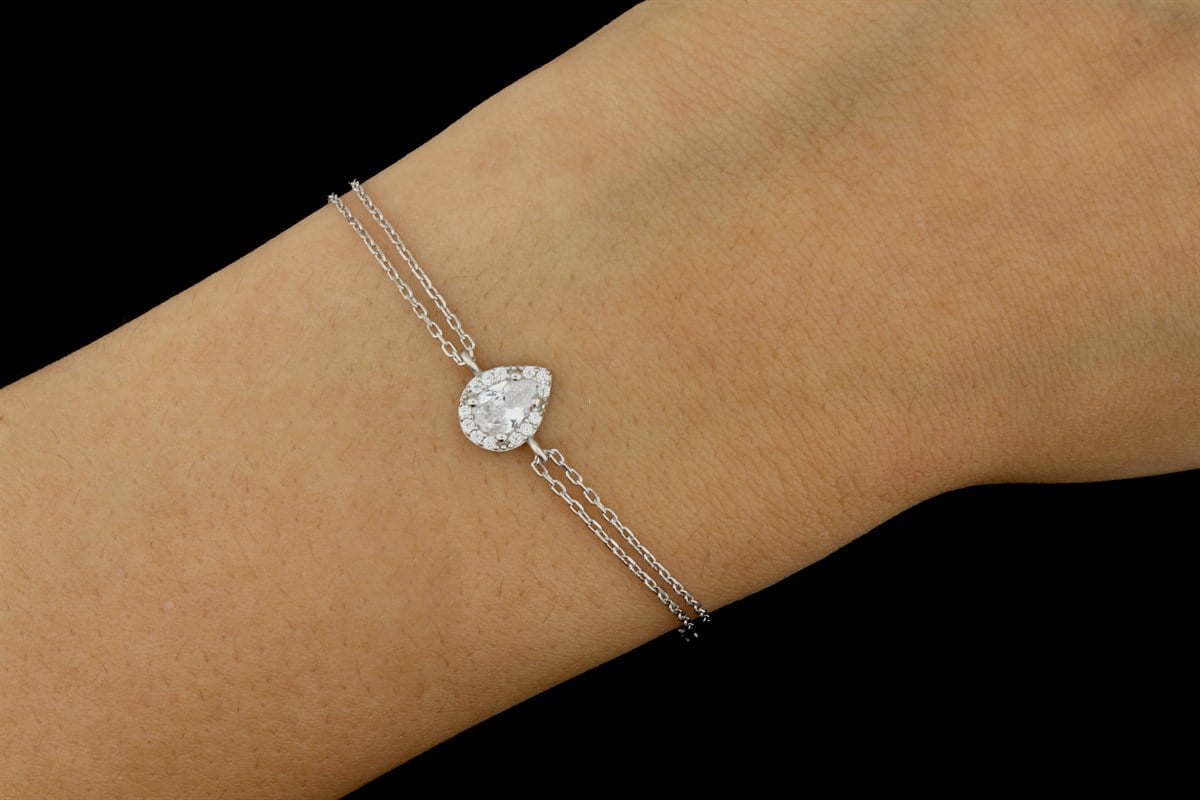 925 Ayar Gümüş Damla Taş Bileklik