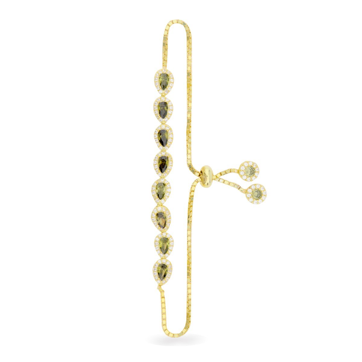 925 Ayar Gümüş Damla Taş Gold Bileklik