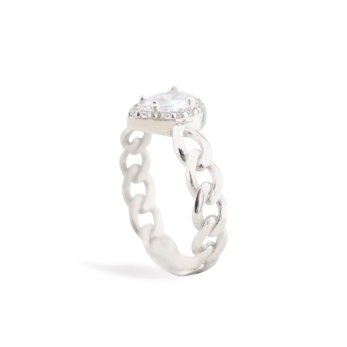 925 Ayar Gümüş Damla Taş Takı Seti Zincir Detay