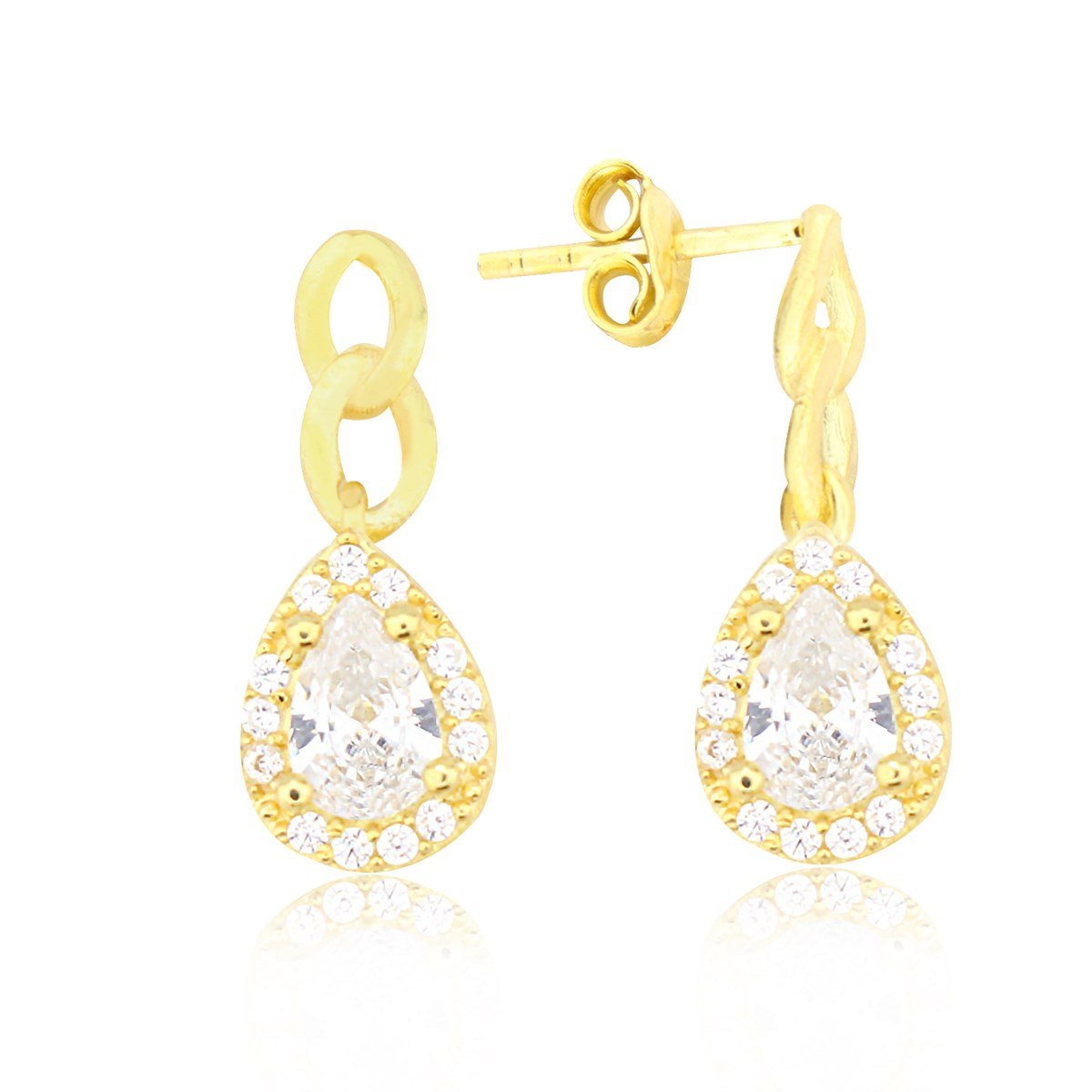 925 Ayar Gümüş Damla Taş Takı Seti Zincir Detay