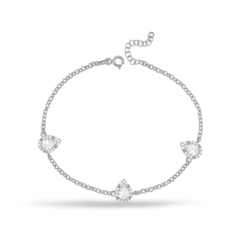 925 Ayar Gümüş Damla Taşlı Bileklik