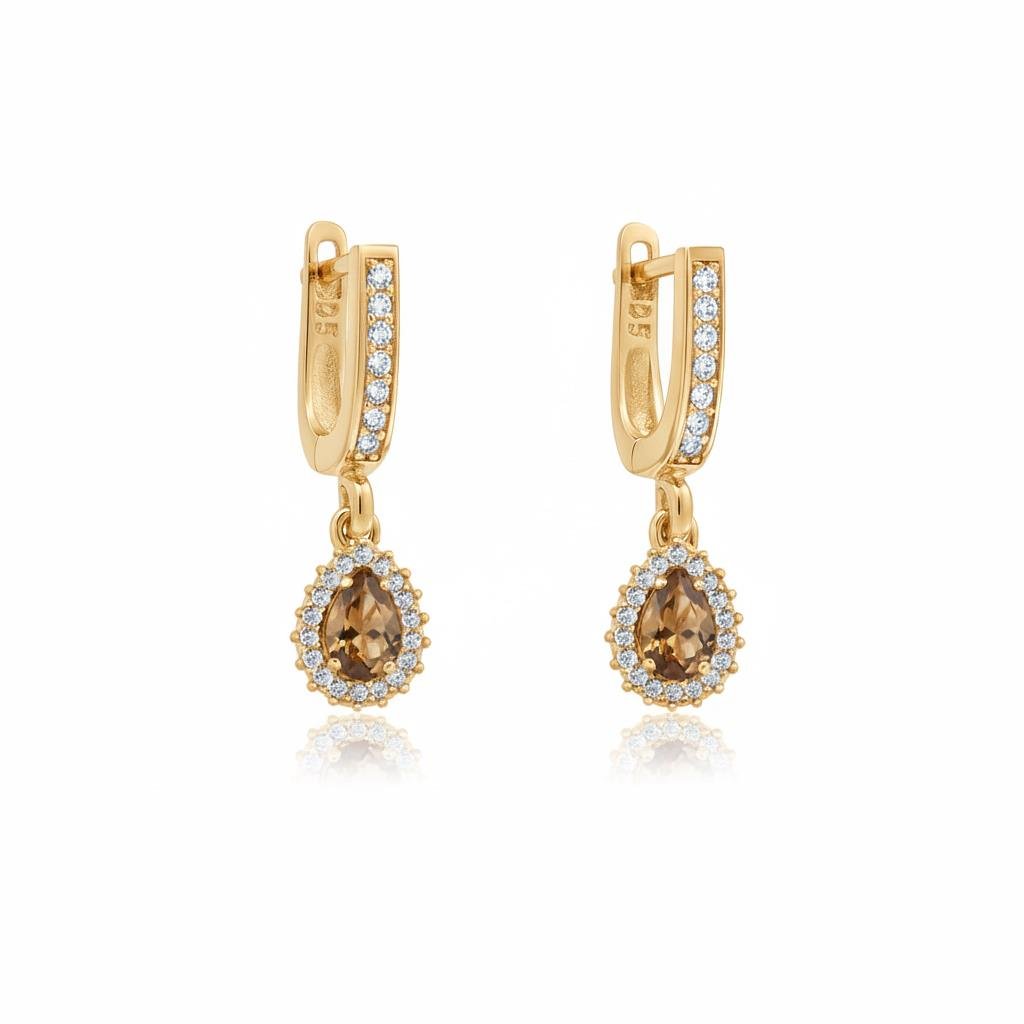 925 Ayar Gümüş Damla Zultanit Taşlı Anturaj Küpe