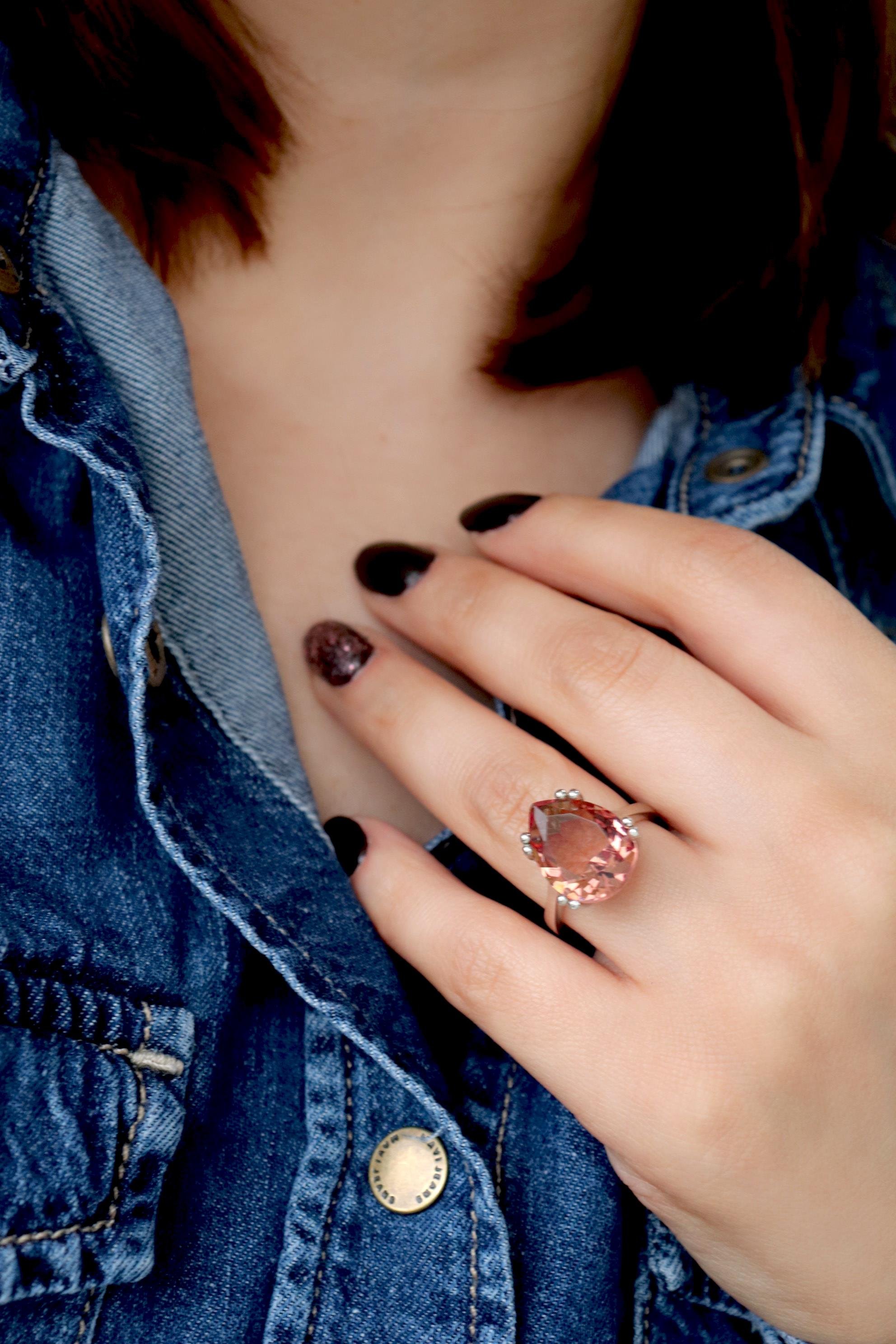 925 Ayar Gümüş Damla Zultanıt Yüzük