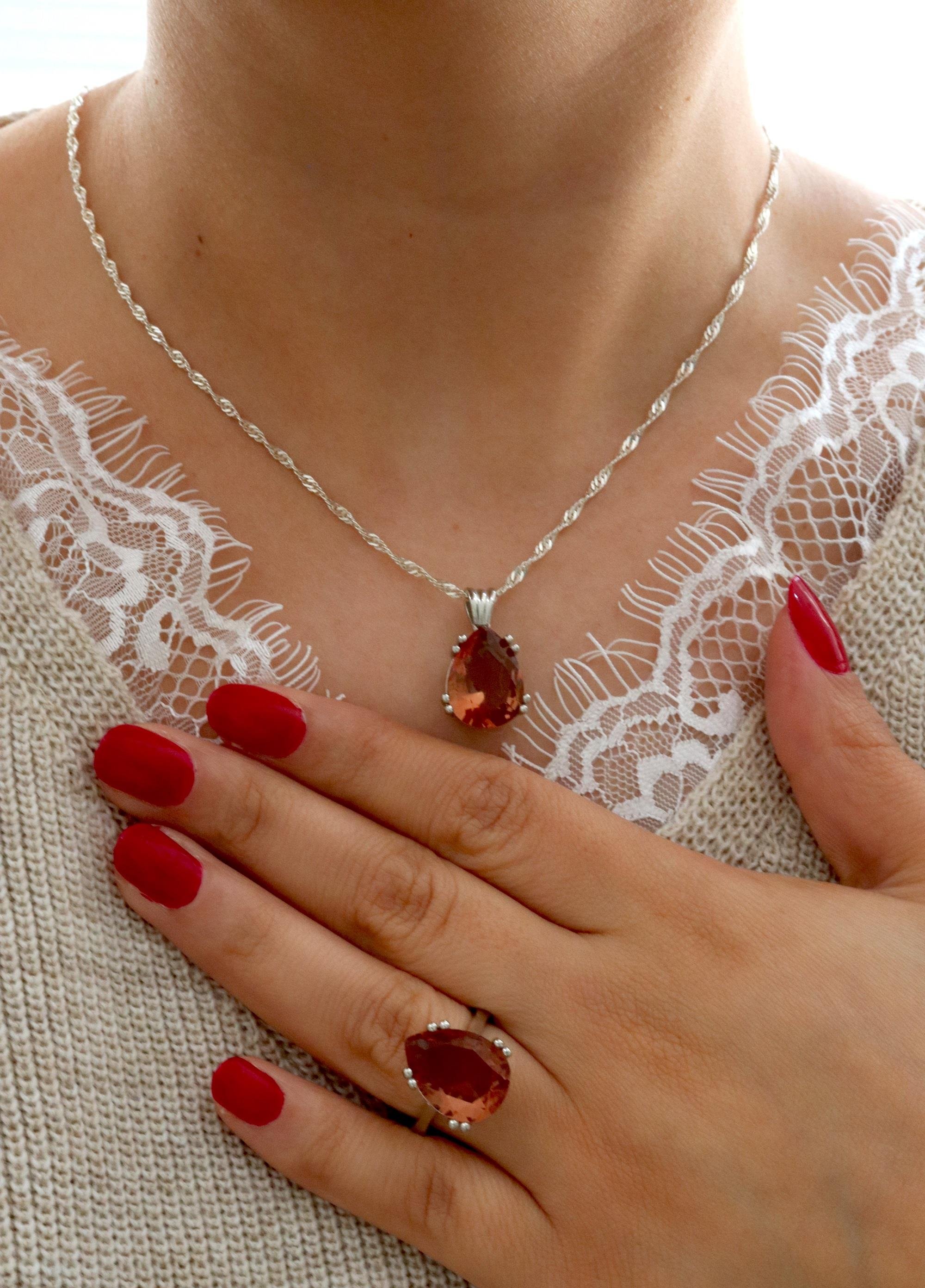 925 Ayar Gümüş Damla Zultanıt Yüzük