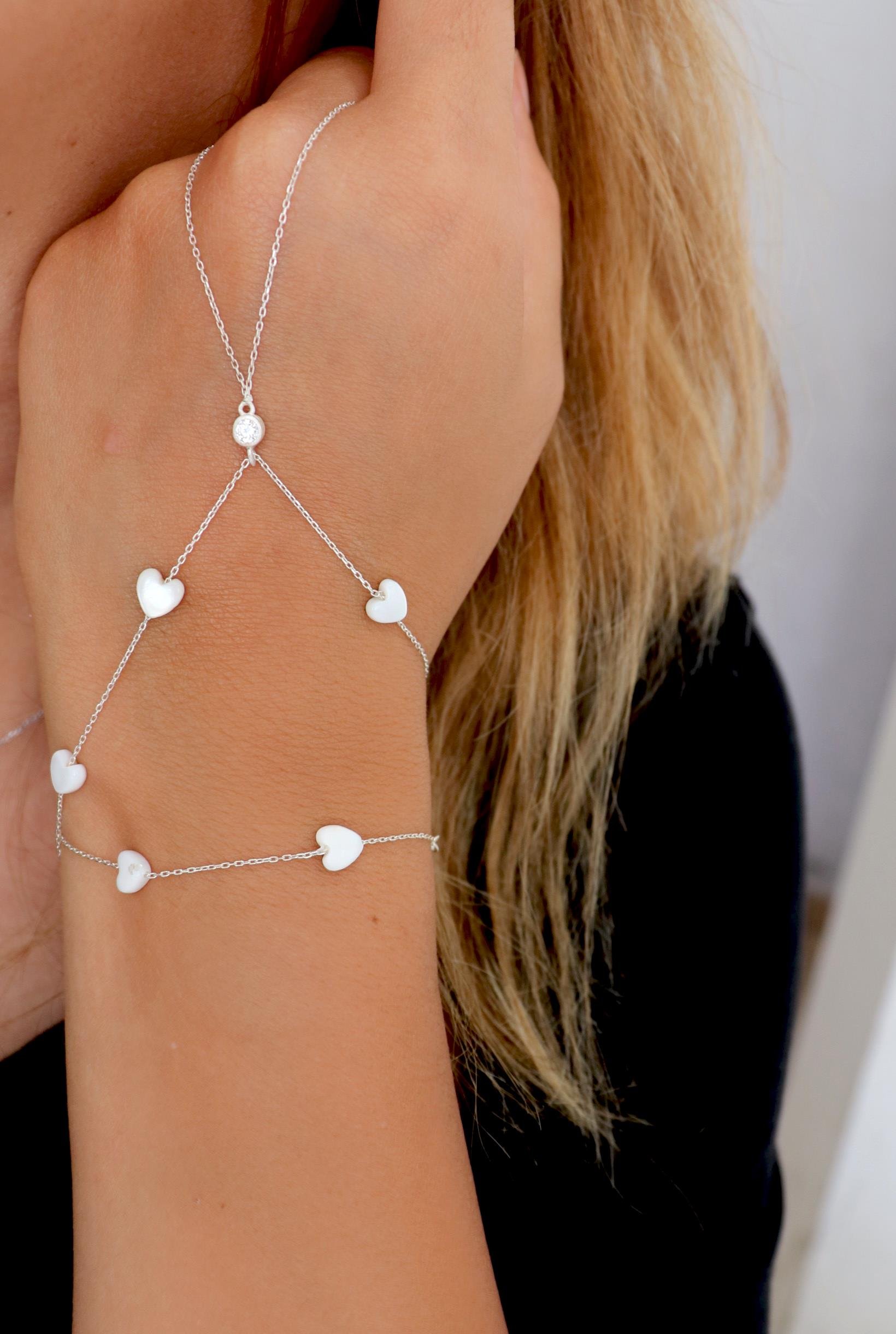 925 Ayar Gümüş Doğal Sedef Taşlı Kalp Şahmeran