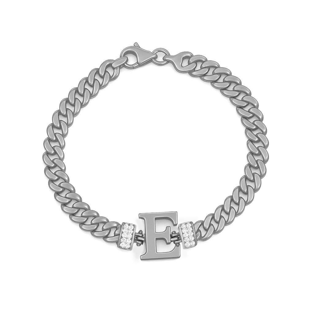925 Ayar Gümüş E Harfi Bileklik