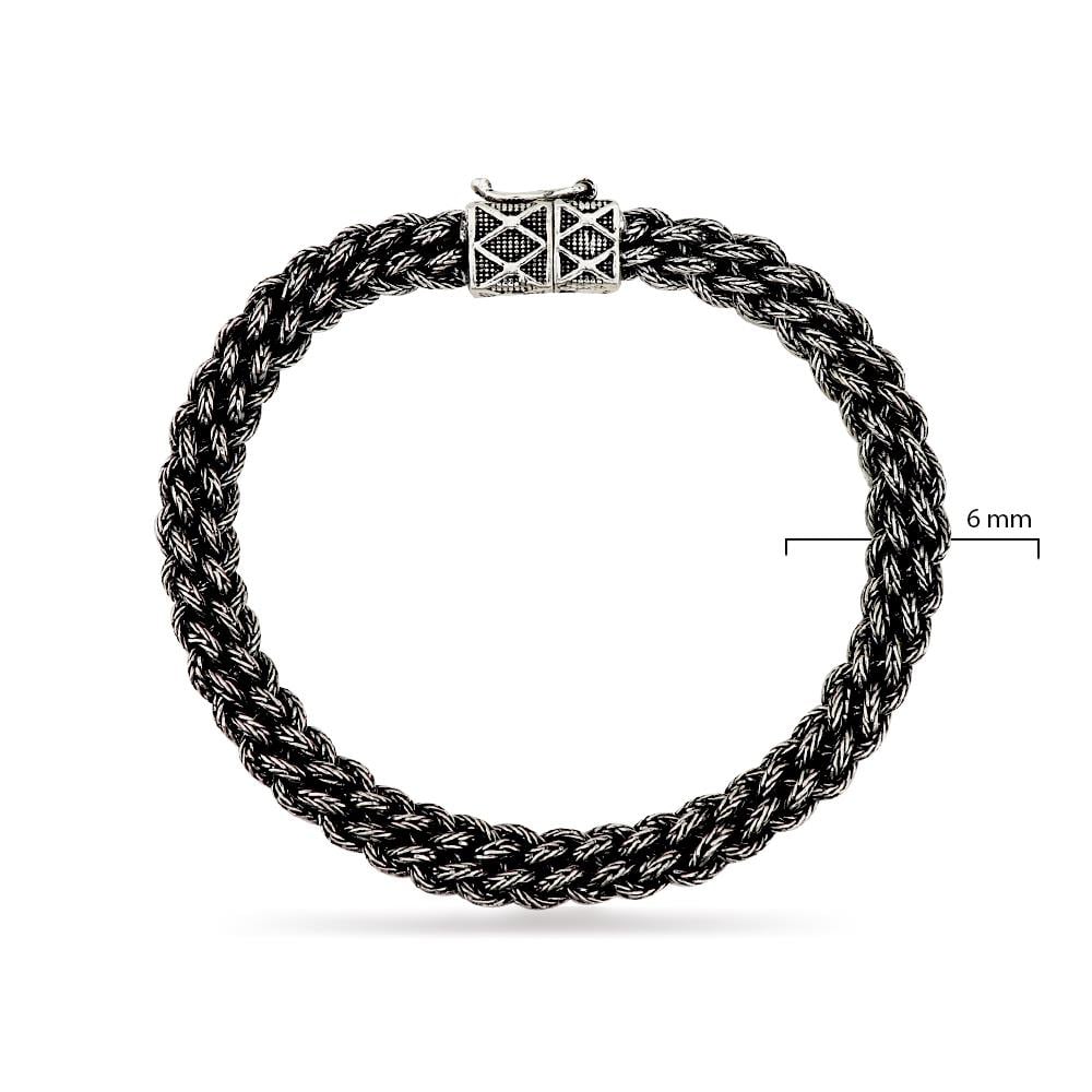 925 Ayar Gümüş El İşçiliği Kazaziye Örgü Bileklik