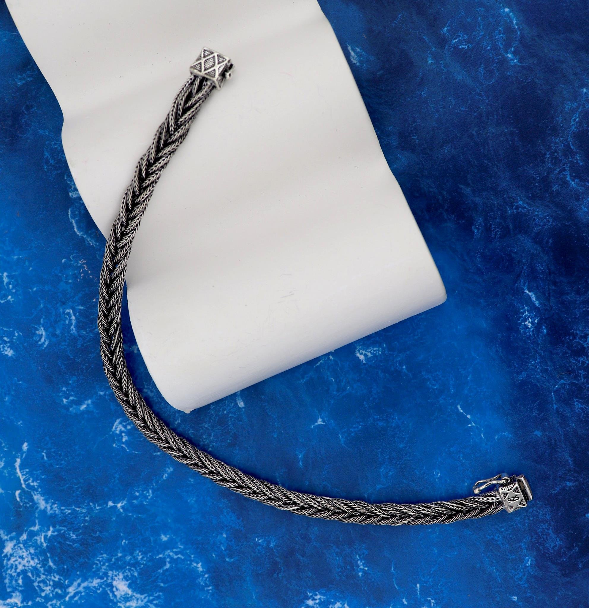 925 Ayar Gümüş El Örmesi Erkek Bileklik