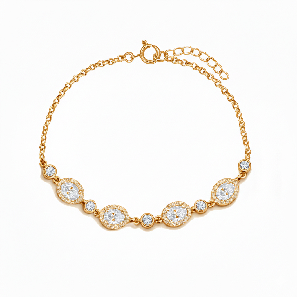 925 Ayar Gümüş Elegance Oval Detaylı Bileklik