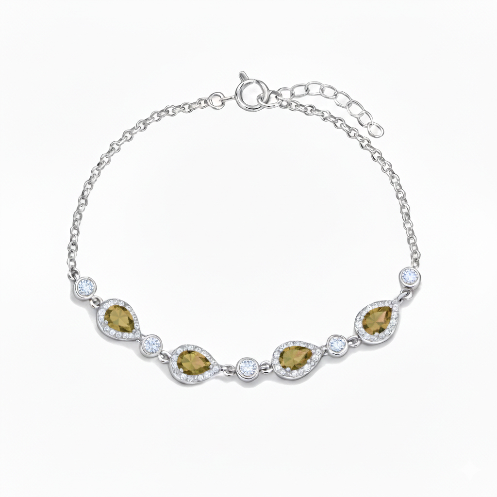 925 Ayar Gümüş Elegance Zultanit Taşlı Damla Detaylı Bileklik