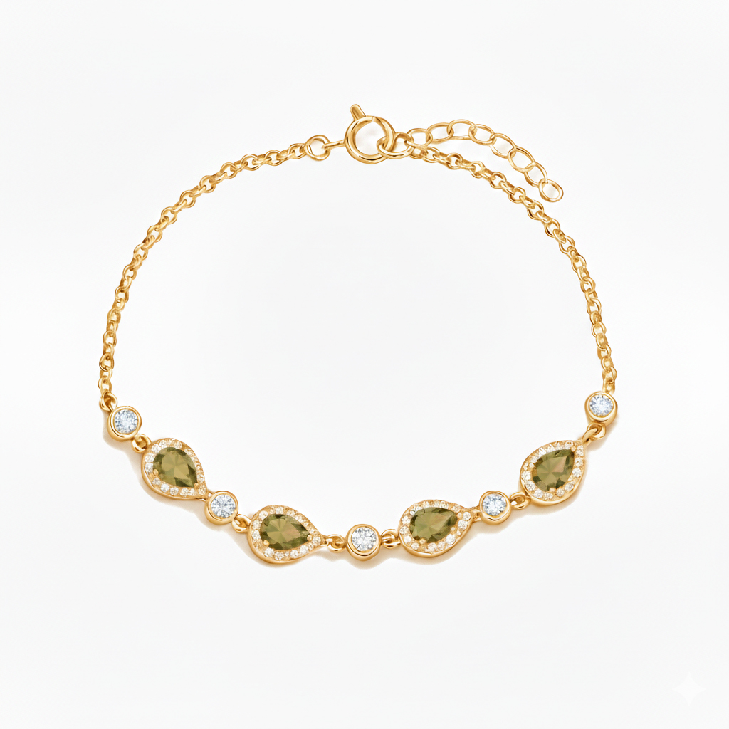 925 Ayar Gümüş Elegance Zultanit Taşlı Damla Detaylı Bileklik