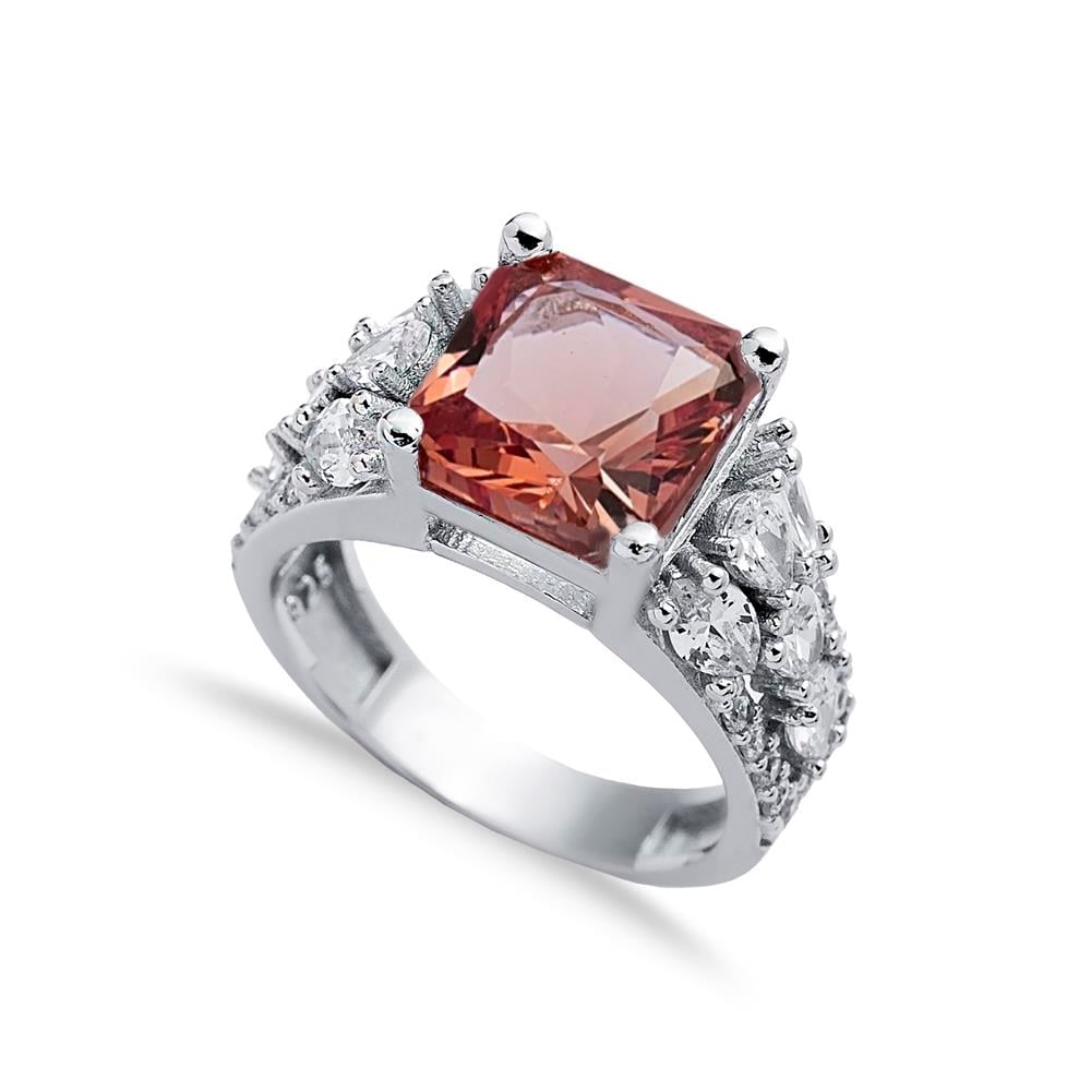 925 Ayar Gümüş Elmas Kesim Zultanit Kare Taşlı Yüzük