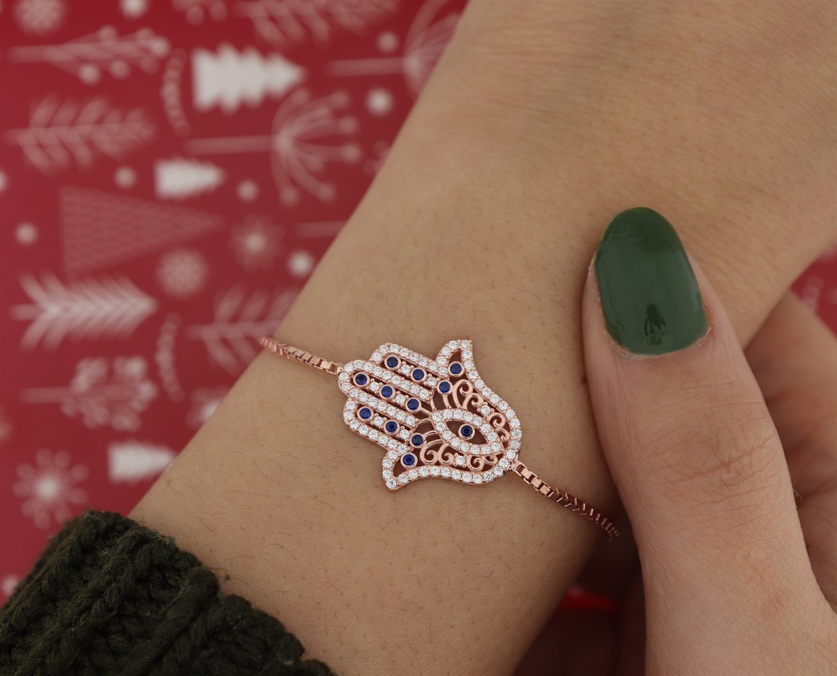 925 Ayar Gümüş Fatma Ana Eli Asansörlü Bileklik