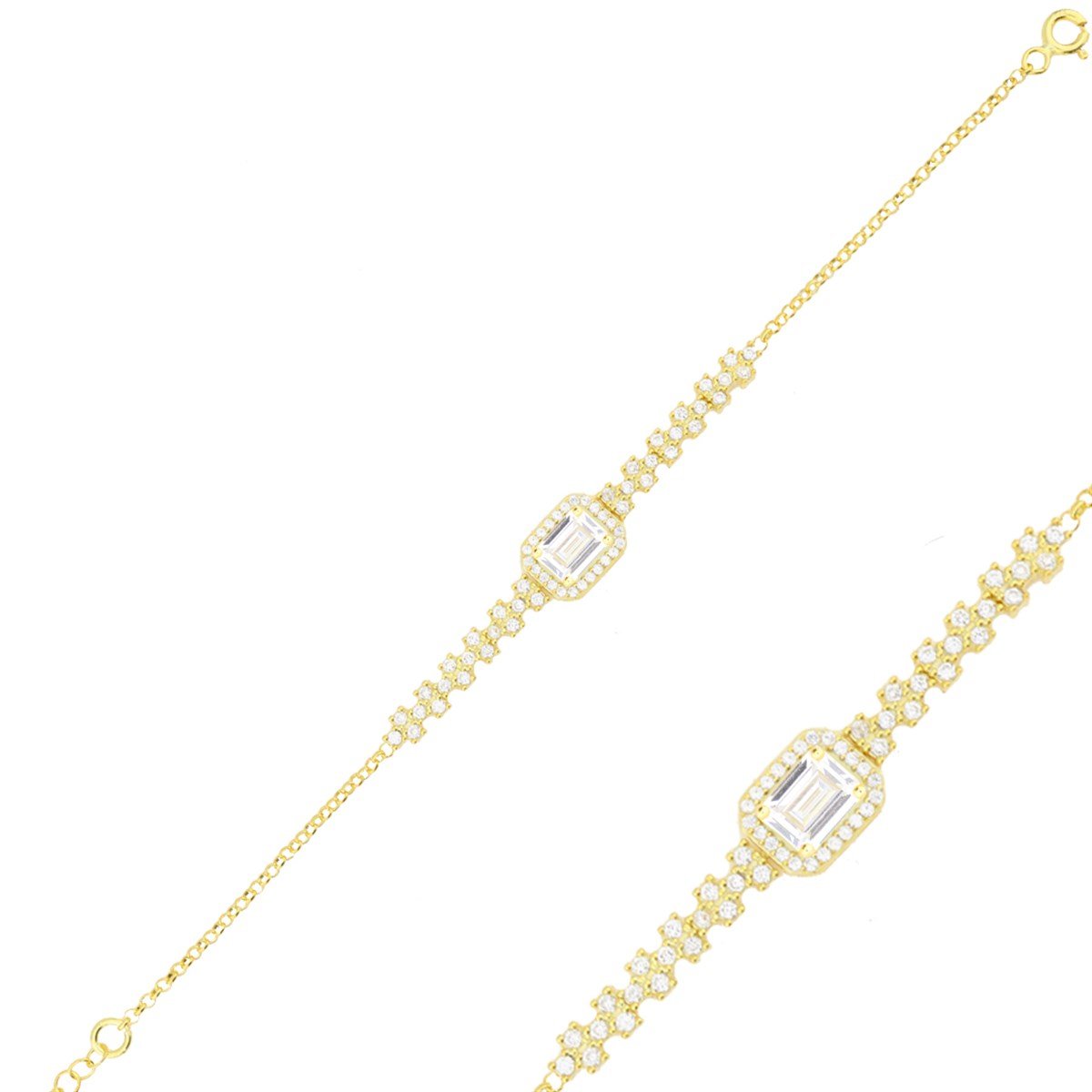 925 Ayar Gümüş Gold Baget Bileklik