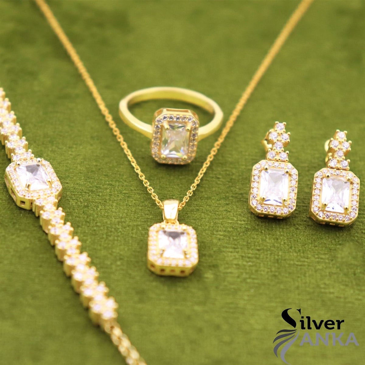 925 Ayar gümüş gold baget set