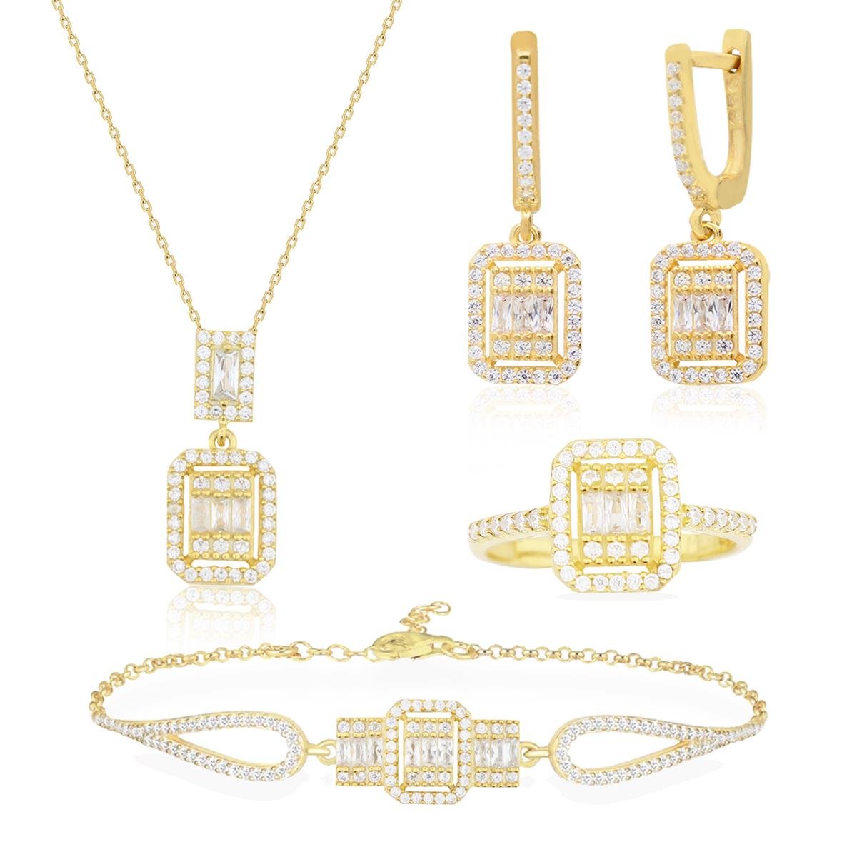 925 Ayar Gümüş Gold Baget Set