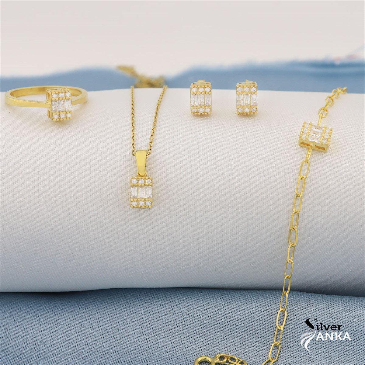 925 Ayar Gümüş Gold Zarif Set