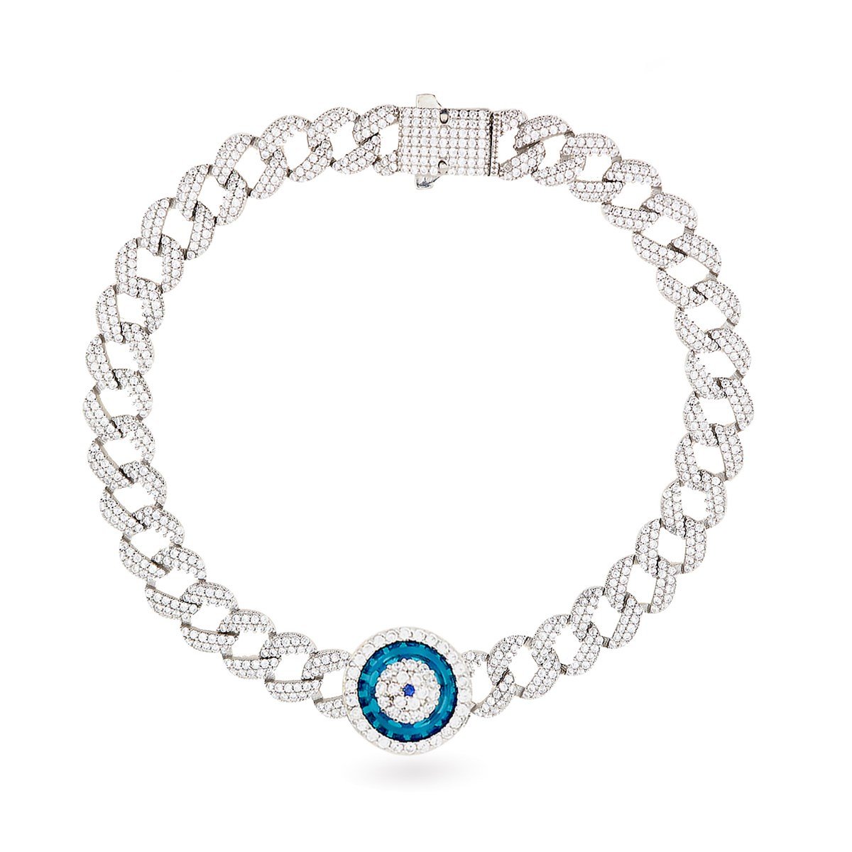 925 Ayar Gümüş Gurmet Zincir Nazar Detay Bileklik