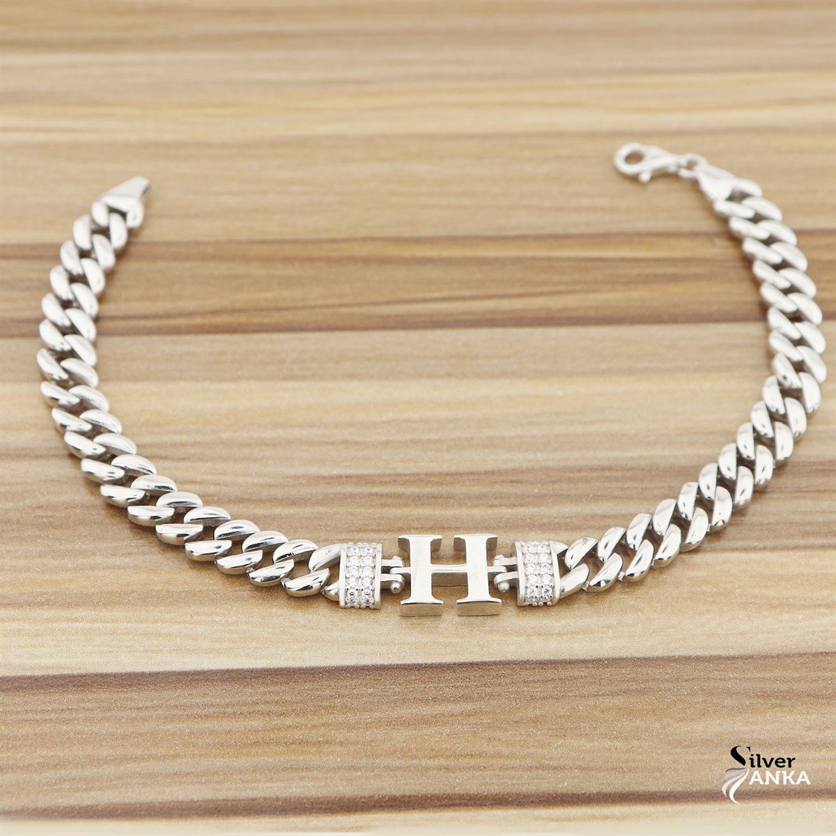 925 Ayar Gümüş H Harfi Bileklik