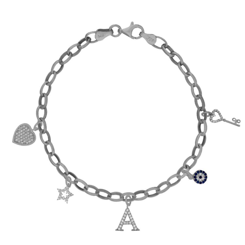 925 Ayar Gümüş Harfli Charm Bileklik