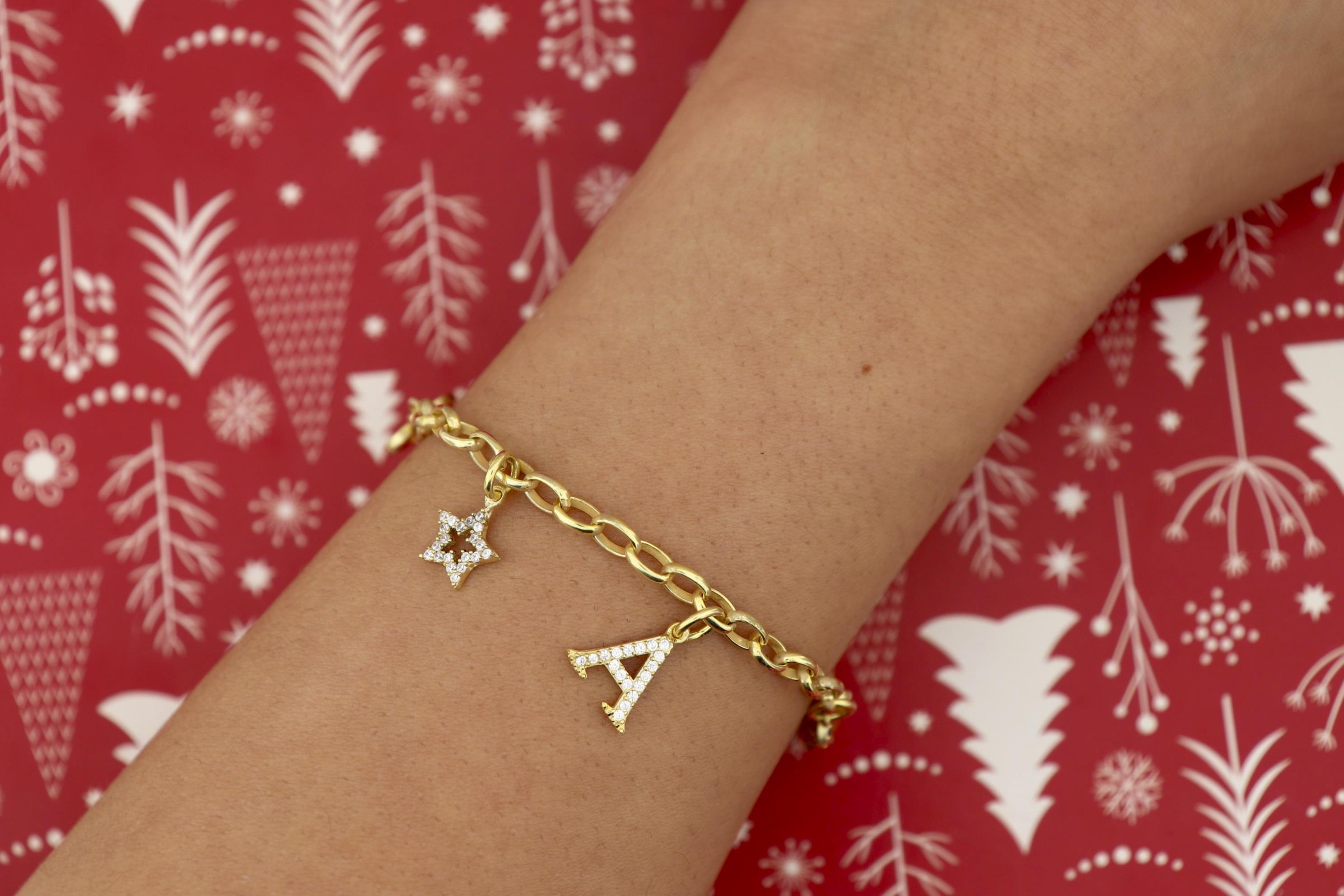 925 Ayar Gümüş Harfli Charm Bileklik