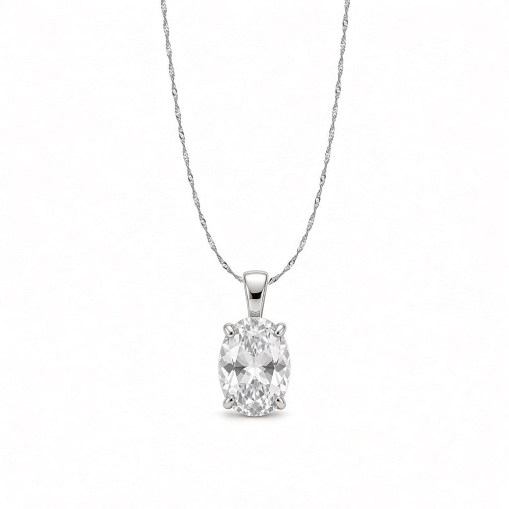 925 Ayar Gümüş Ice Cut Oval Taş Kolye