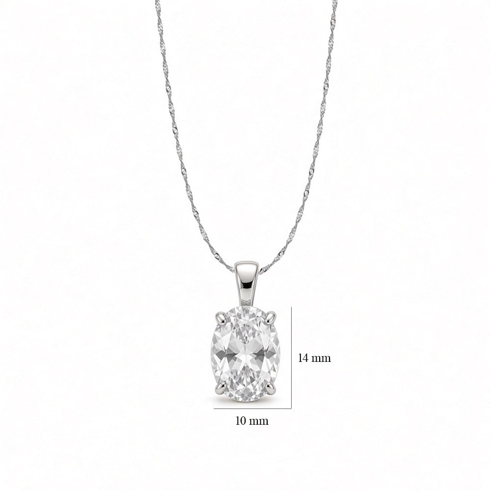 925 Ayar Gümüş Ice Cut Oval Taş Kolye