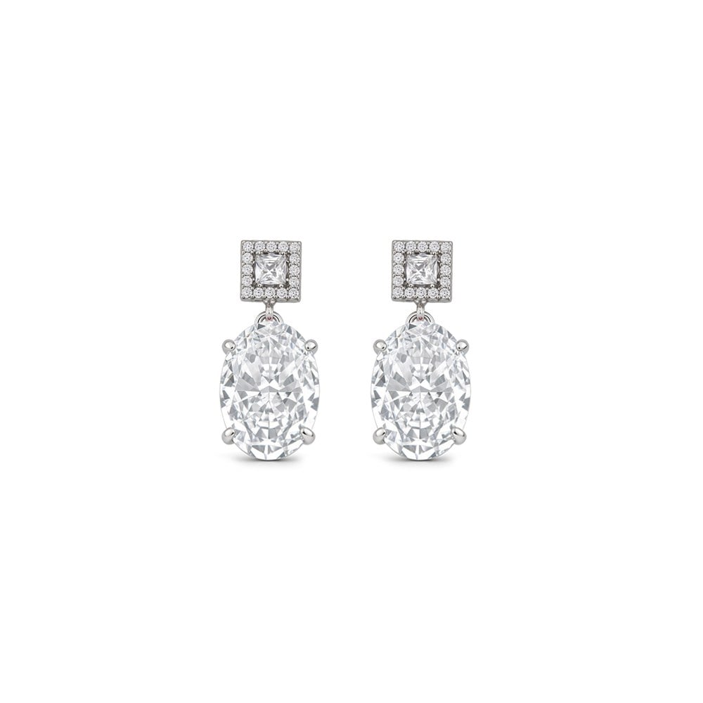 925 Ayar Gümüş Ice Cut Oval Taşlı Küpe