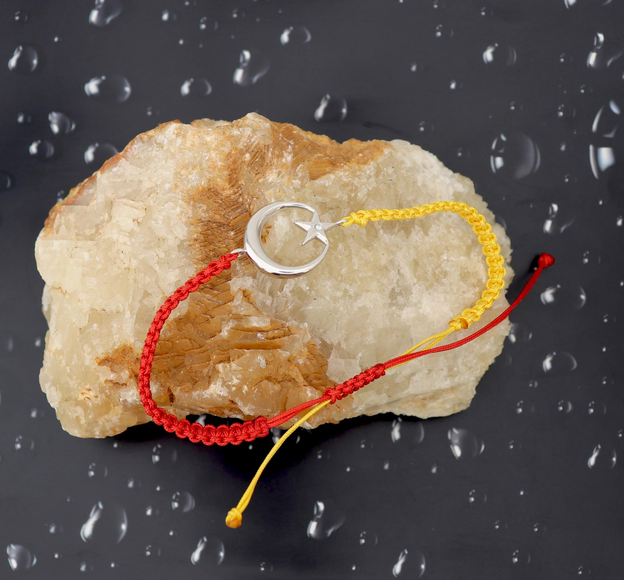 925 Ayar Gümüş İpli Gümüş Ay Yıldız İcardi Bileklik