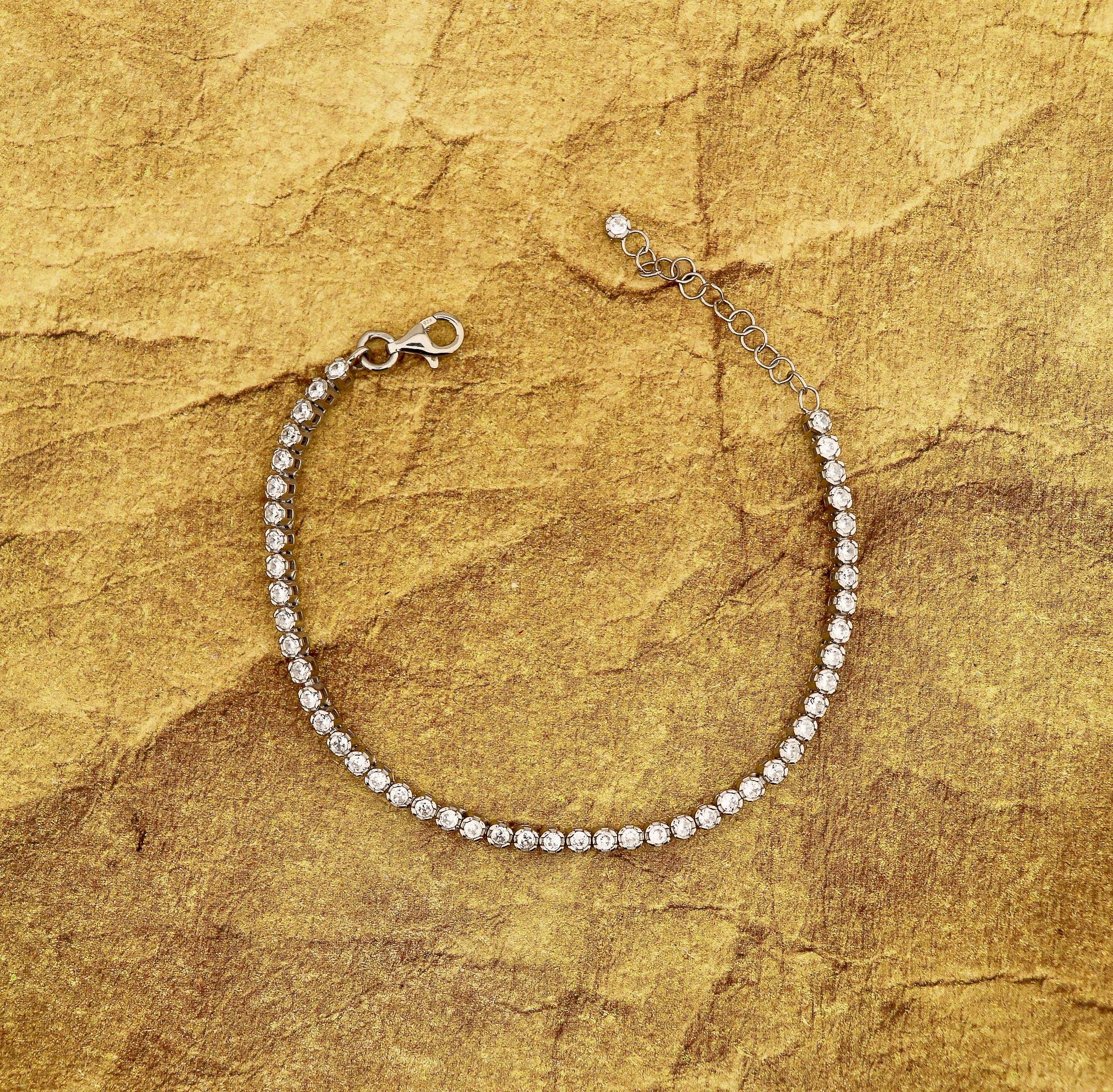 925 Ayar Gümüş Işıltılı Tenis Bileklik - 2.8 mm Su Yolu Bileklik