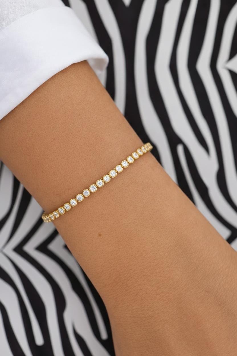 925 Ayar Gümüş Işıltılı Tenis Bileklik - 2.8 mm Su Yolu Bileklik