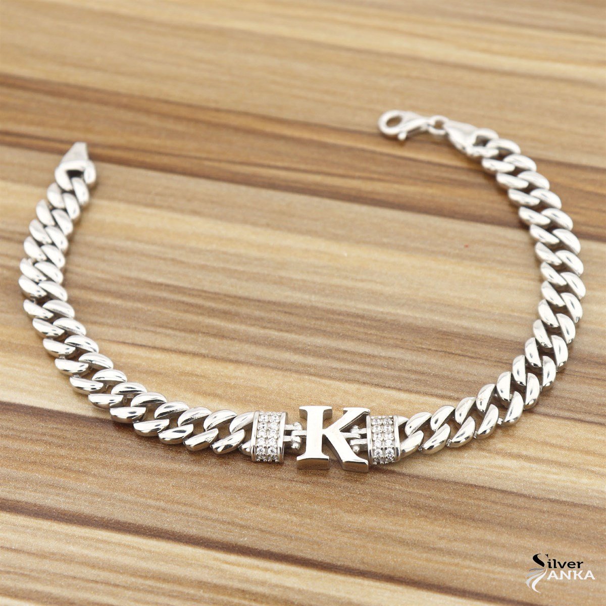 925 Ayar Gümüş K Harfi Bileklik