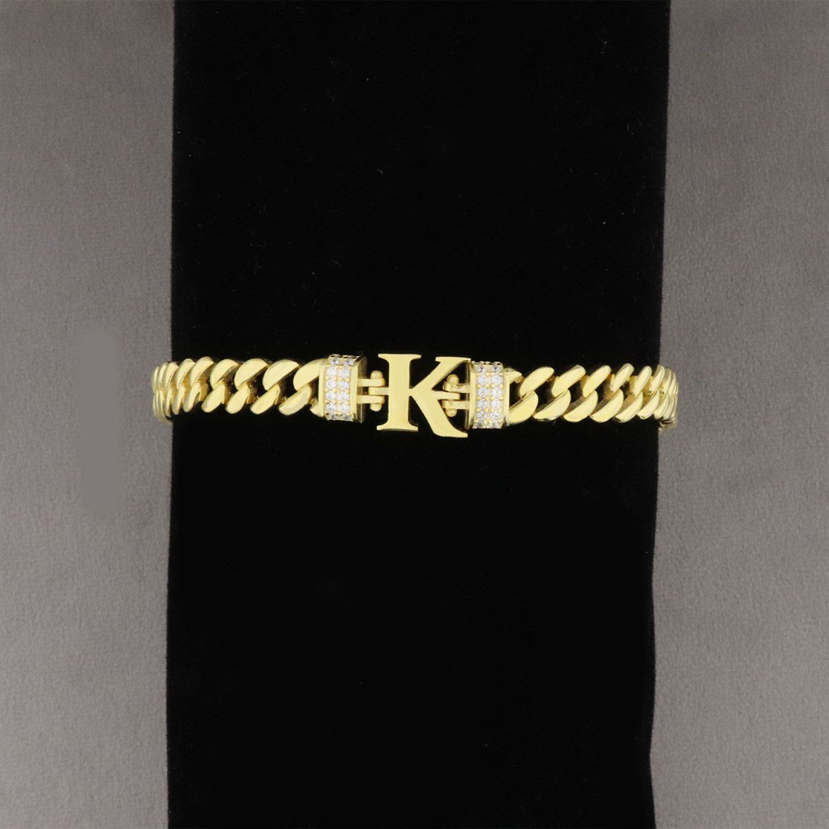 925 Ayar Gümüş K HArfi Gold Bileklik