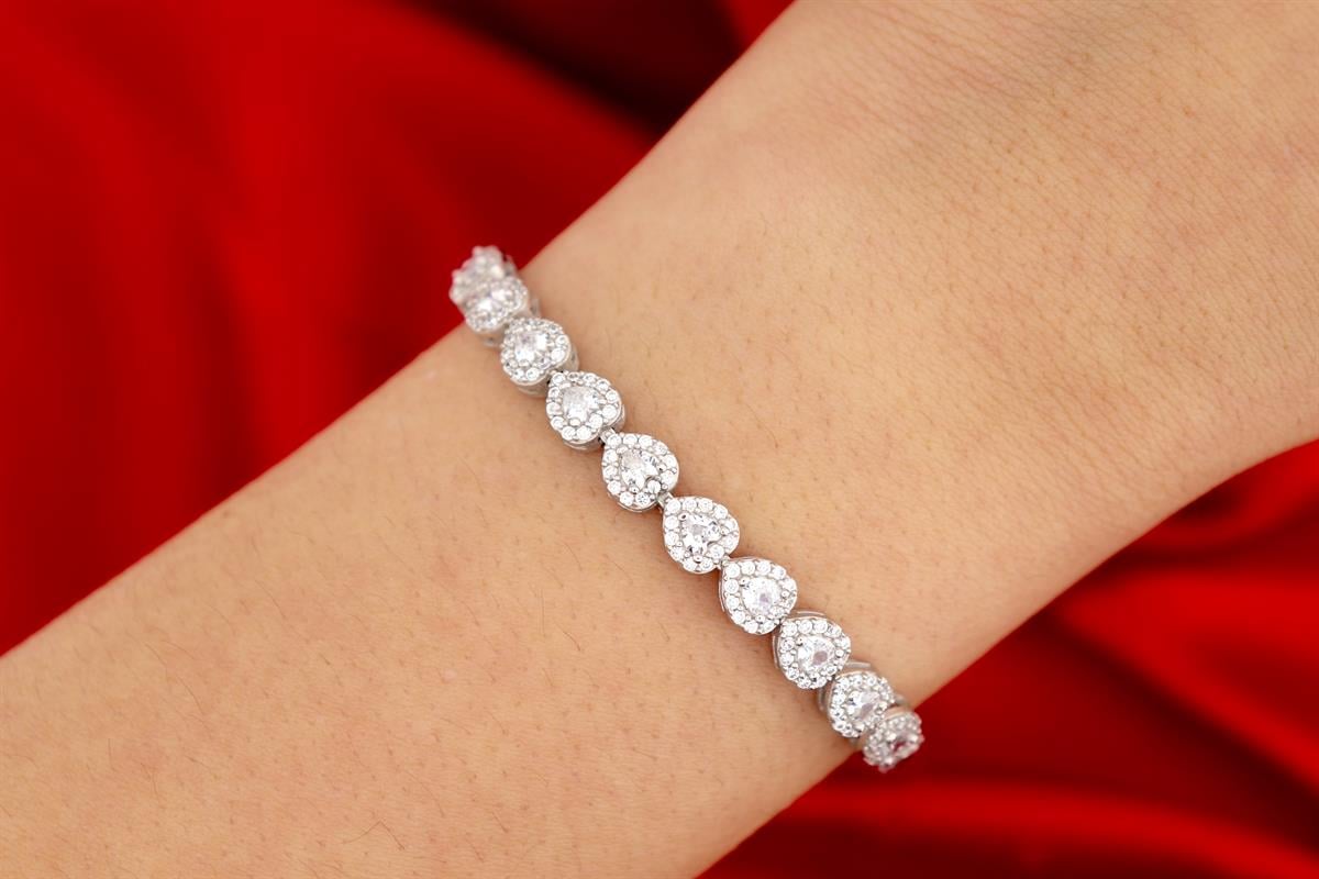 925 Ayar Gümüş Kalp Su Yolu Bileklik