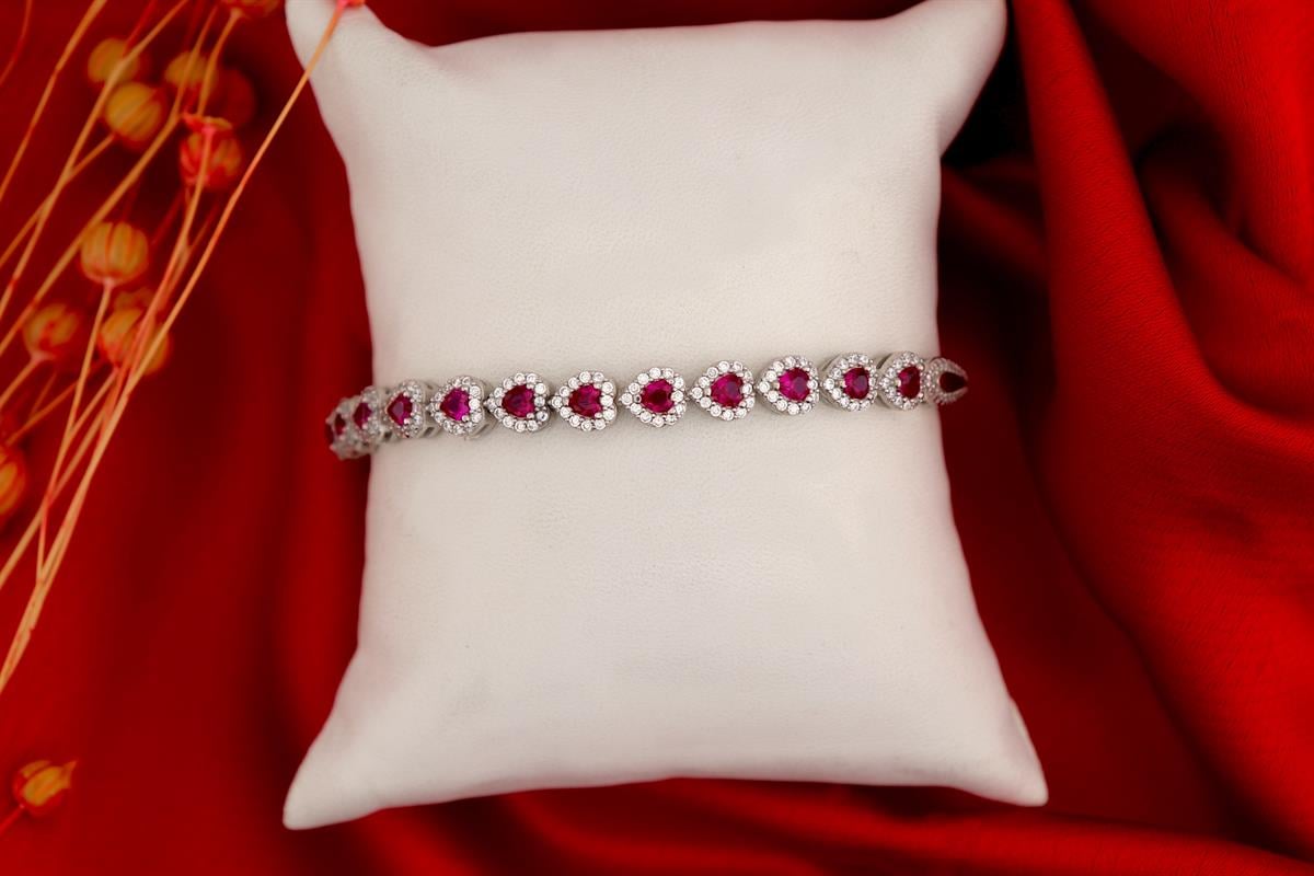 925 Ayar Gümüş Kalp Su Yolu Bileklik