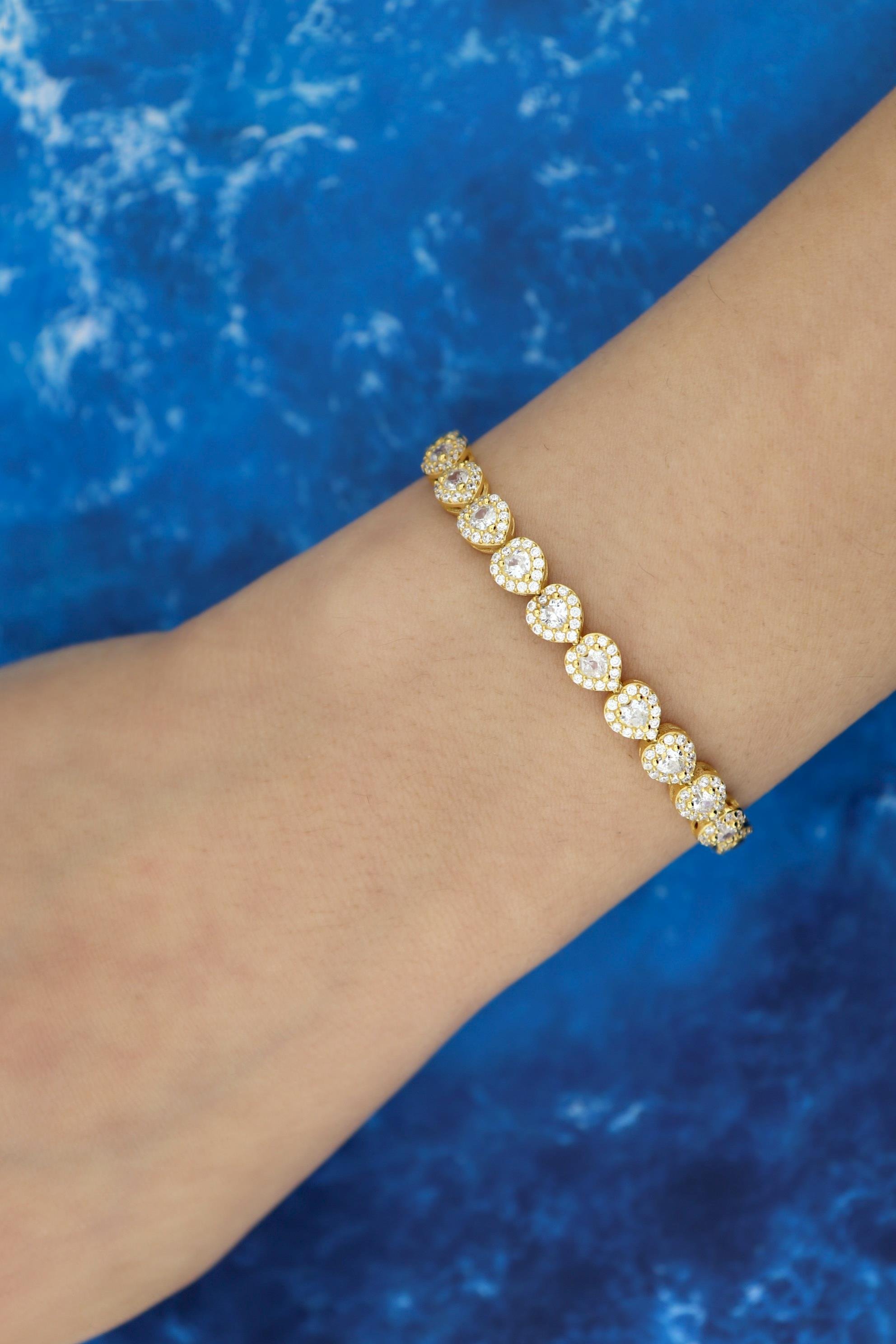 925 Ayar Gümüş Kalp Su Yolu Bileklik