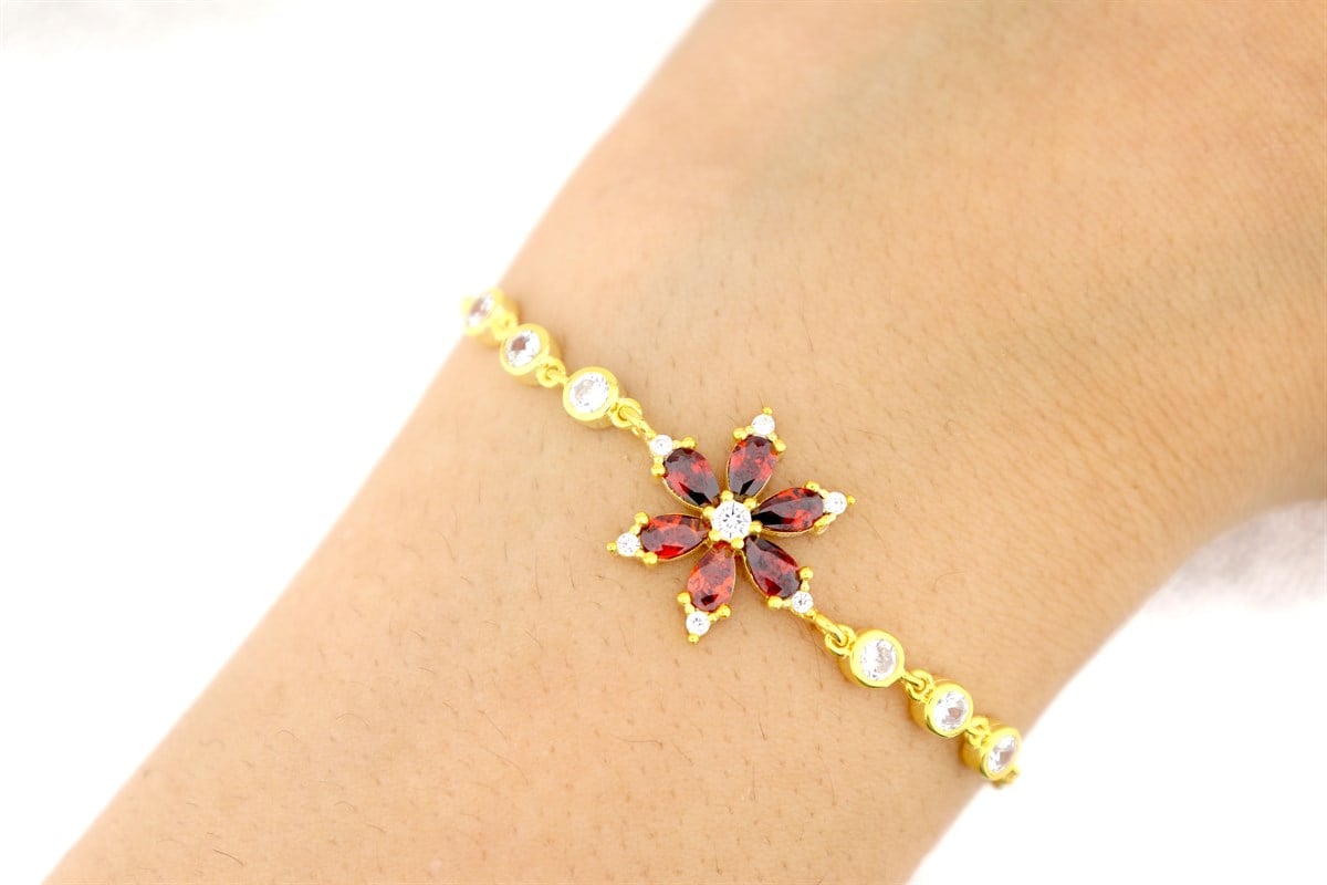 925 Ayar Gümüş Kamelya Çiçeği Bileklik